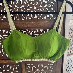 Designers Originals Vibrant Green Saree pure silk brocade detailed Blouse